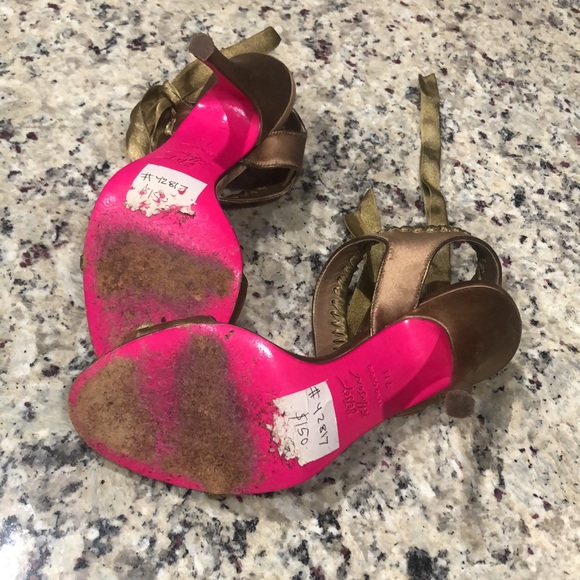 Betsy Johnson heels. Size 7. Gold with pink bottom. - Picture 6 of 6